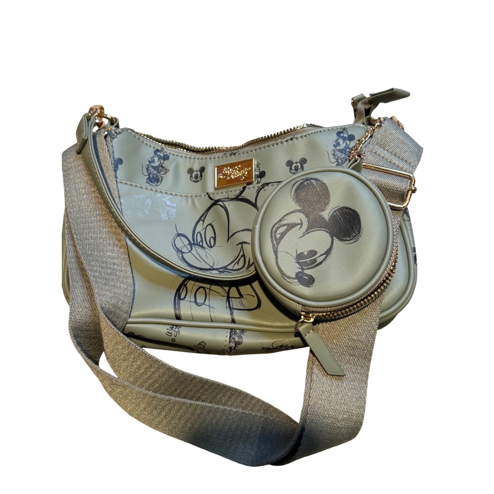 Disney Mickey Mouse Crossbody Bag Green Sketch Print with Coin Purse Small Purse